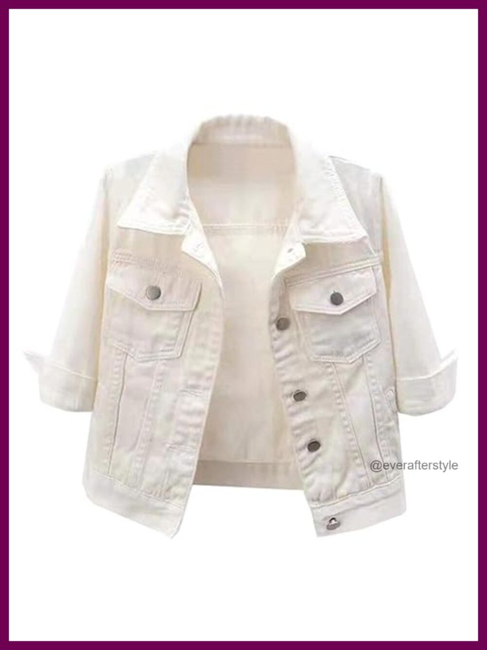 LifeShe Women's 3/4 Sleeve Cropped Denim Jacket Cotton Polyester